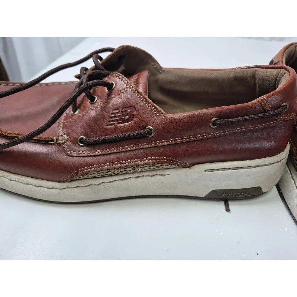 New Balance Boat Shoes Mens 11 Brown Leather‎ Lace Walking Deck Loafers MD1200SB